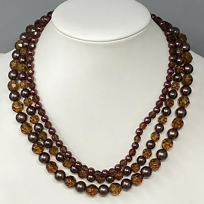 £15.81 • Buy Premier Designs Necklace Brown Chocolate Acrylic Beads Multi Strand Convertible