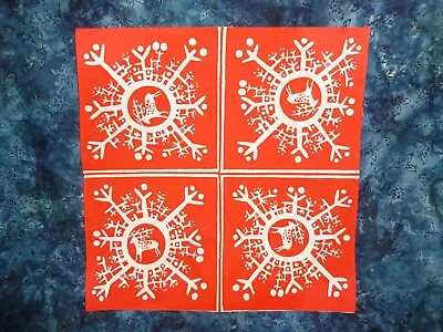 NOS Vintage Doily Retro Sweden Swedish Deer Snowflake Red And White • $22