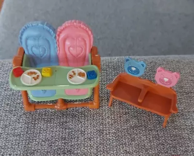 Vintage Fisher Price Loving Family Doll House Twin Highchair And Chair RARE • $9.99