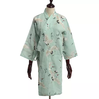 Summer Japanese Crane Print Kimono Yukata Couples Crane Pattern Haori Unisex • £27.59