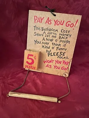 Vintage Wooden Pay As You Go Sign • $10