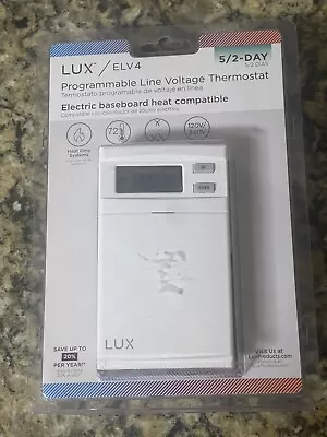 $52.95 • Buy Lux Products ELV4 Programmable Line Voltage Thermostat**NEW/SEALED