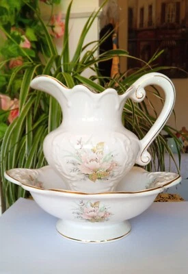 £11 • Buy Vintage Maryleigh  Staffordshire Pottery Wash Bowl & Water Jug Unmarked