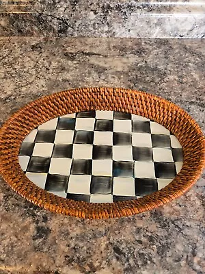 McKenzie-Childs Courtly Check Rattan & Enamel  Tray11 X8  • $41