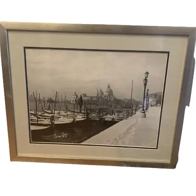 Gorgeous Black & White Photograph Of Venice Italy Framed & Matted Hand Signed • $99.95