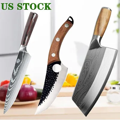 Stainless Steel Kitchen Knife Set Japanese Damascus Chef Knives Slicing Cleaver • $15.99