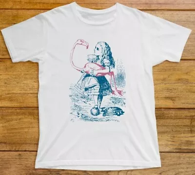 Alice In Wonderland T Shirt 902 Retro Flamingo Croquet Lewis Carroll Mad Hatter • £12.95