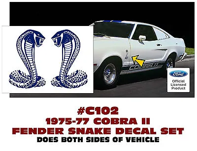 Sp C102 1975 1976 1977 Mustang - Cobra Ii - Fender Snake Decal Set - Die Cut • $37.95