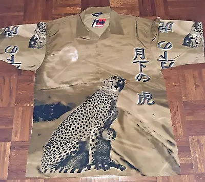 BIGND Streetwear Shirt XL Allover Print Button Leopard Graphic Vintage 90s NEW • $47.37