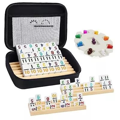 Mexican Train Dominoes Set With Numbers And 4 Wooden Number With 4 Racks • $54.31