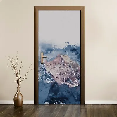 £48.95 • Buy Peel & Stick Door Sticker Mural Decal Wrap Watercolour Mountains Picture