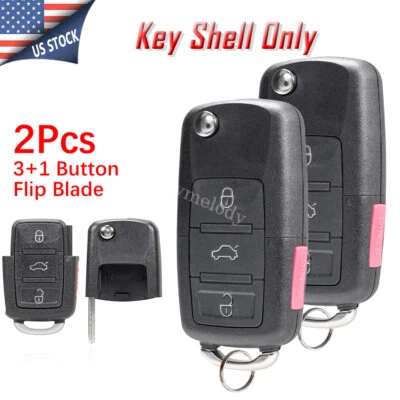 $12.88 • Buy 2 For Volkswagen VW Mk4 MK5 Beetle Golf Jetta Passat Flip Car Key Fob Shell Case
