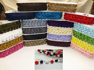 £2.39 • Buy LARGE 18mm Pom Pom Fringe Trim Trimming Sewing Crafts Cushions Blinds 24 Colours