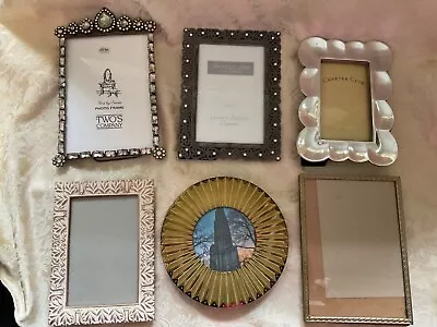 Vintage 5x7 Ornate Glitz Rinestones Gold Silver Metal Picture Frames Lot Of 6 • $24.99