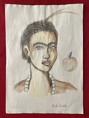 Frida Kahlo (Handmade) Drawing Inks On Old Paper Signed & Stamped • $125