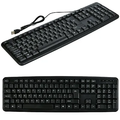 Usb Wired Stylish Slim Qwerty Keyboard Uk Layout For Pc Desktop Computer Laptop • £6.75