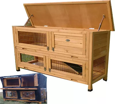 Rabbit Hutch Rain Cover Included Guinea Pig 2 Tier Double Decker • £289.99