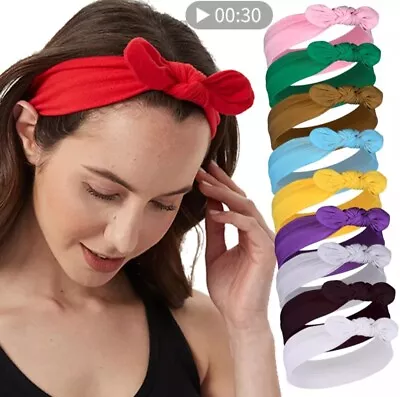 Woman Ladies Bow Headband Stretchy Wrap Yoga Sports Turban Twisted Girl Hairband • £3.39