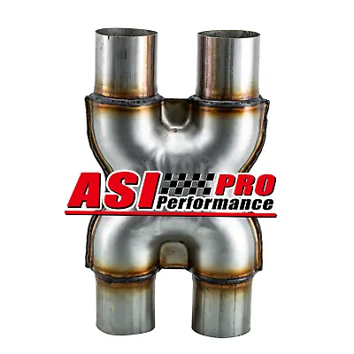 Muffler Exhaust Tip Durable Dual 2.25 Out Stainless Steel Car Crossover X Pipe • $54.95