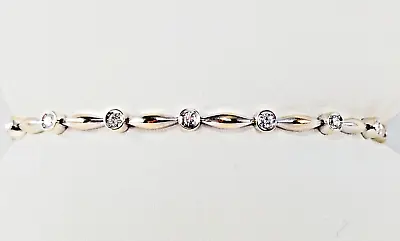 18 KT White Gold Approximately .60 Ct Diamond Station Tennis Bracelet 6.75  • $795