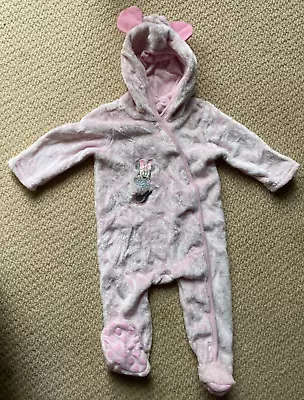 NWT Disney Baby Girls Minnie Mouse Fleece Jumpsuit Romper Coverall Size 0 Or 1 • $34.95