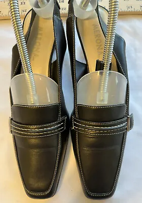 Merona Leather Upper Black Size 9 M Women's Shoes 2.5 Heel Adjustable Sling Back • $9.99