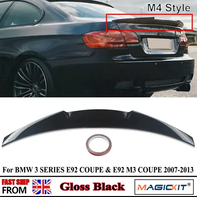 For BMW 3 SER E92 COUPE E92 M3 M4 STYLE REAR BOOT SPOILER LIP WING GLOSS BLACK • £36.88