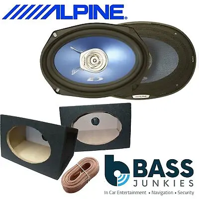 £109 • Buy Alpine 6x9  2 Way 500 Watts A Pair Speakers With Black 6x9 Black Boxes And Cable