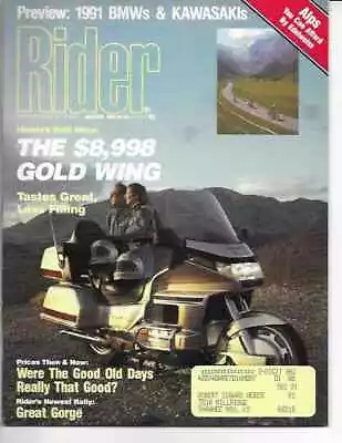 Rider Motorcycle Magazine January 1991 GMWs Kawasakis Hondas • $12.99