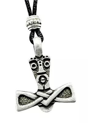 Thors Hammer AXE Necklace Pendant Pewter Norse-Pagan Viking God Bead Cord Hammer • £6.95