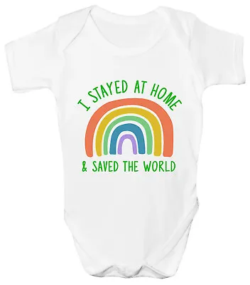 Rainbow Baby Grow Boys Girls Vest Support NHS I Stayed Home And Saved The World • £6.99