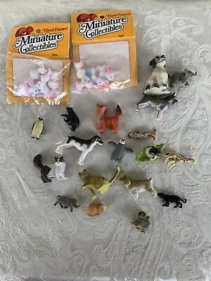 Lot Of 25+ Miniture Animal Figures: Plastic Dogs RabbitsPenquins Etc • $9