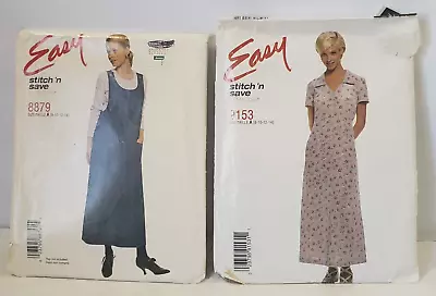 2 McCalls 8879 + 9153 Stitch N Save Pattern Lot JUMPER Dress 8-10-12-14 Cut • $5