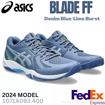 Asics Men's Indoor Shoes BLADE FF Denim Blue/Lime Burst 1071A093 400 Squash NEW! • $112.10