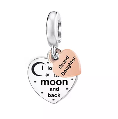 Genuine Sterling Silver 925 Grand Daughter I Love You To The Moon And Back Charm • £16.89