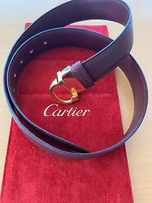 CARTIER Authentic Must De Cartier Mens Belt - Burgundy Leather • $195