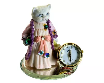 Infinity:poly Stone Cat Figurine Handmade Collectable Analog Quartz Mini Clock  • $9.99