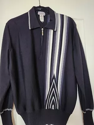 Versace Classic Men's 1/4 Zip Pullover Sweater Merino Wool Knit Size L/XL • $129
