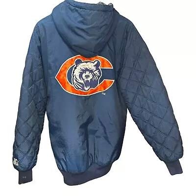 Vtg 90's NFL Chicago Bears Starter Full Zip Jacket Puffer Hood! Size L  • $80