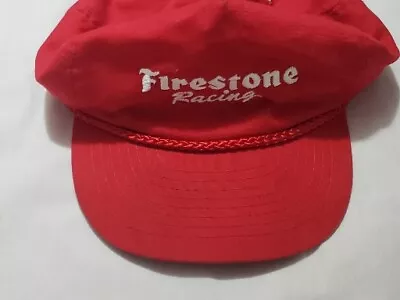 Firestone Tire Racing Vintage Red Hat SnapBack Embroidered Rope Cap Nissin • $10.90