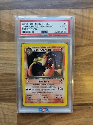 2000 Pokémon Team Rocket Dark Charizard 1st Edition Holo #4/82 Graded PSA 9 Mint • £749.99