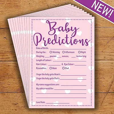 Baby Shower Predictions PINK - 10 Pack - Party Game - Little Party Box • £4.49