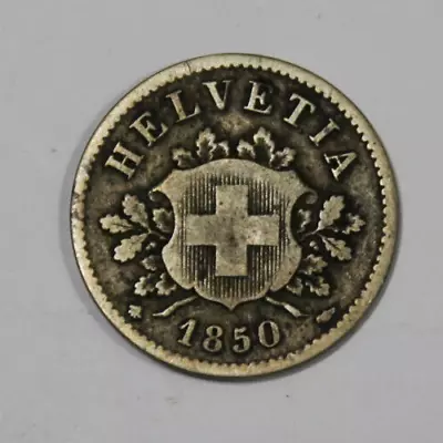 1850 BB Switzerland Swiss Silver Billon 10 RAPPEN Coin • $11.40