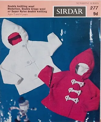 £3.99 • Buy Sirdar Knitting Pattern 277 Duffle Coats Hooded Jackets 23-24  1960s Vintage 60s