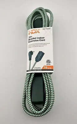 Extension Power Cord Indoor 16 Gauge 3 Electrical Outlets 13 Amp Green Pattern • $5.89