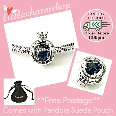 $91.70 • Buy NEW Authentic Genuine PANDORA Blue Sparkling Crown O Charm - 798266NMB RETIRED