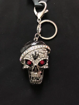 £4.99 • Buy Silver Skull Rhinestone Keychain Keyring Bag Charm Pendant Gift Diamanté Crystal