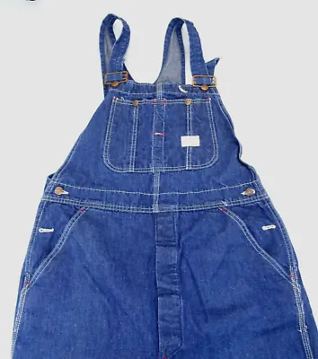 Vintage BIG MAC Blue Denim Men's OVERALLS Medium Wash 36x31 Square Back Bak • $29.95