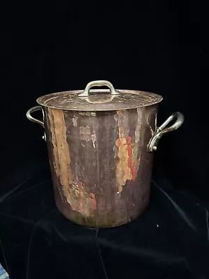 Mauviel M’TRADITION Hammered Copper Soup Pot With Lid Brass Handles • $475