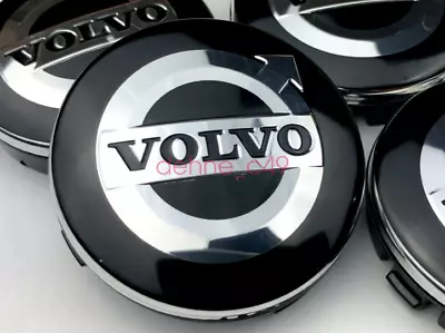 For VOLVO WHEEL CAPS 4pcs 64mm Black Silver Center Logo Decal Badge Car Styling • $22.99